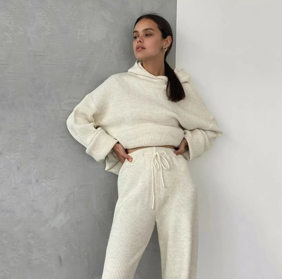 Conjunto moletom em tricot Karen