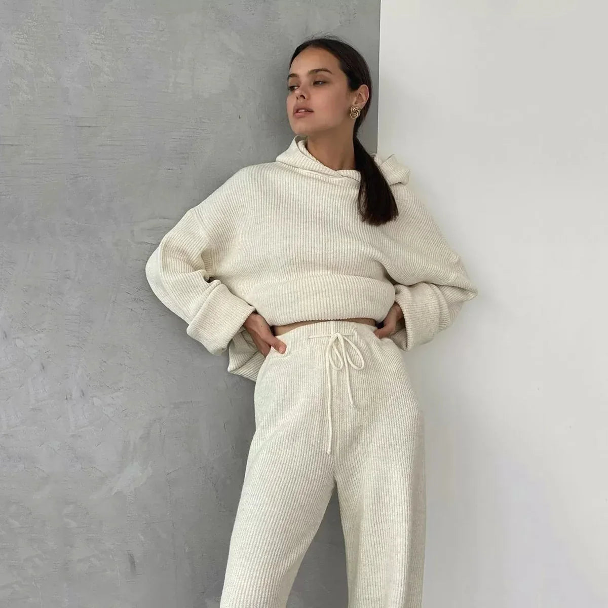 Conjunto moletom em tricot Karen